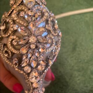 Elegant Silver and Crystal Embellished Clutch